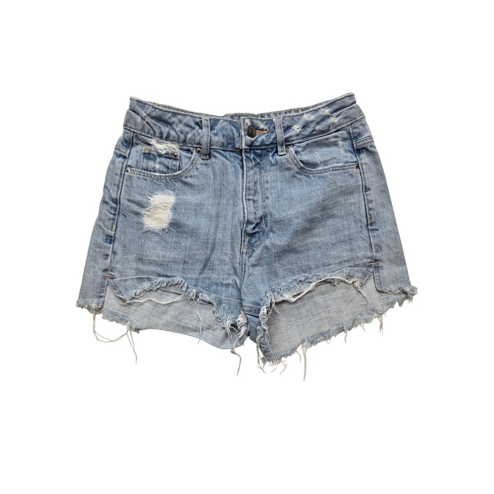 H&M Divided Distressed Cut Off Denim Shorts Light Wash Blue‎ Kids Size 4 Y2K